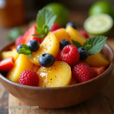 Vibrant Summer Fruit Salad with Honey Lime Mint Dressing Recipe Card