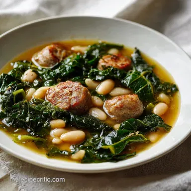 Kale and White Bean Sausage Soup One-Pot: Tender and Silky Recipe Card