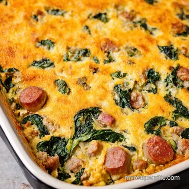Keto Sausage Spinach Casserole Make Ahead Breakfast Keto Recipe Card