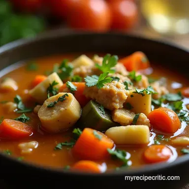 Healthy Ground Turkey and Vegetable Soup Recipe Ready in an Hour Recipe Card