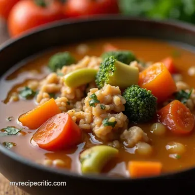 The No Fuss Lean Ground Turkey Vegetable Soup Recipe Recipe Card