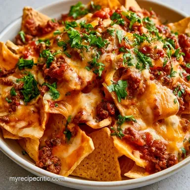 Tailgate Nachos with Ground Beef Recipe Card