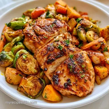 Maple Chicken with Brussels Sprouts Recipe Card