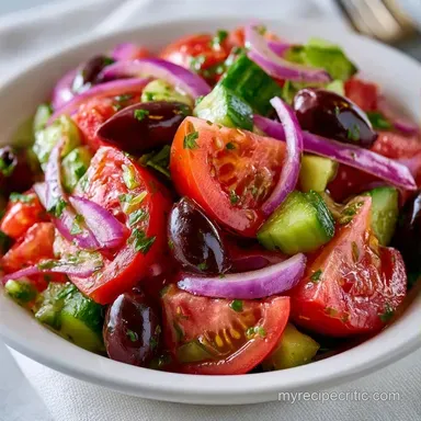 Mediterranean Tomato Onion Salad: 15 Min Recipe Card