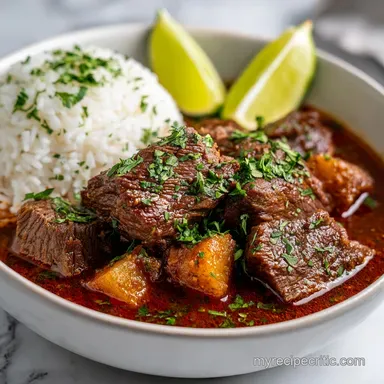 Moist Puerto Rican Beef Stew for 6 Servings Recipe Card