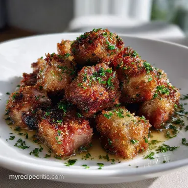 new years eve appetizers: Rich Pork Belly Bites Recipe Card