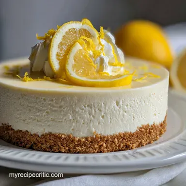 No Cook Lemon Cheesecake Recipe with Graham Cracker Crust | No Bake Citrus Bliss Recipe Card