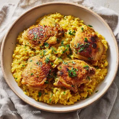Chicken and Rice Recipe with Crispy Thighs