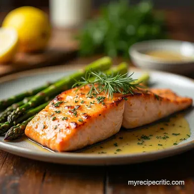 PanSeared Salmon Recipe Crispy Skin LemonDill Sauce Recipe Card