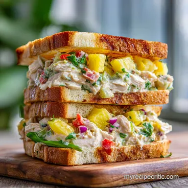 Pineapple Chicken Salad Sandwiches with Pecans for 6 Servings Recipe Card