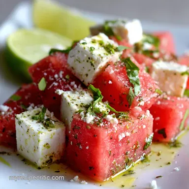 Watermelon Feta Salad: Easy Basil-Lime Vinaigrette Recipe Card