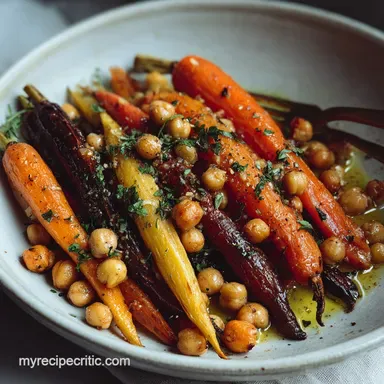 One Pan Roasted Carrot and Chickpea Bowl with Garlic in 30 Min