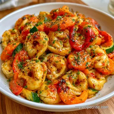 Roasted Vegetable Tortellini: 4 Servings Recipe Card
