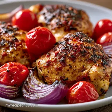 Sheet Pan Chicken Tomatoes for 4 Servings Recipe Card