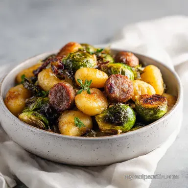 Sheet Pan Gnocchi with Brussels Sprouts and Sausage for 4 Servings Recipe Card