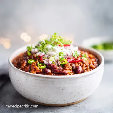 Easy Slow Cooker Chilli Con Carne for 8 Servings Recipe Card