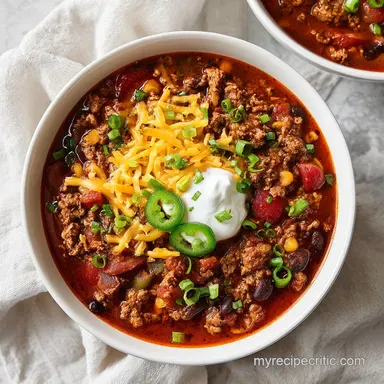 Crack Chicken Chili for 8 Servings with Slow-Cooked Bacon Recipe Card