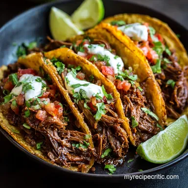 Shredded Beef Tacos FallApart Tender Slow Cooker Recipe Recipe Card