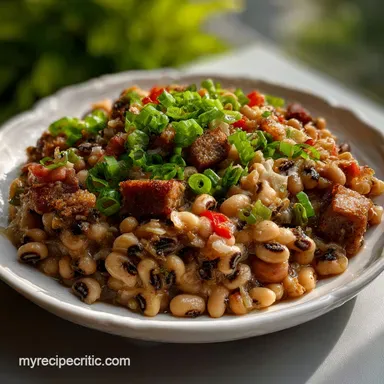 hoppin john recipe: Velvety Black-Eyed Peas Recipe Card