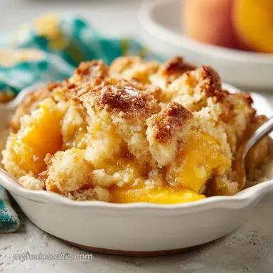 Peach Cobbler Dump Cake Baked in 50 Minutes Recipe Card