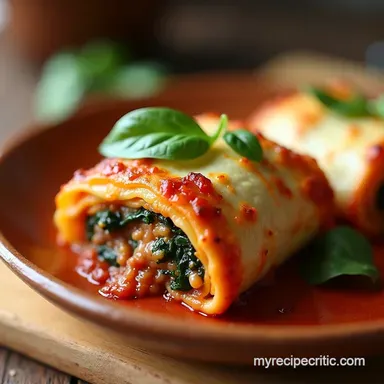 Speedy Beef Spinach Lasagna RollUps Reinvented Comfort Recipe Card