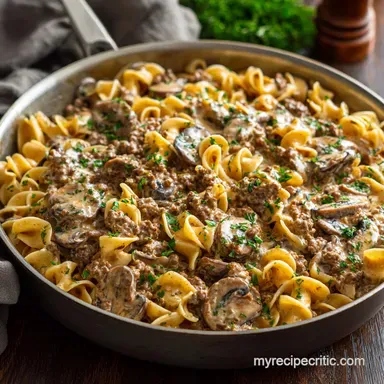 Best Ground Beef Stroganoff Recipe Quick 40Minute Comfort Meal Recipe Card