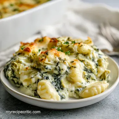 Spinach Artichoke Gnocchi Bake for 4 Servings Recipe Card