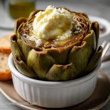 Cooked Artichokes: Steamed to Perfection with Lemon Butter Dip Recipe Card