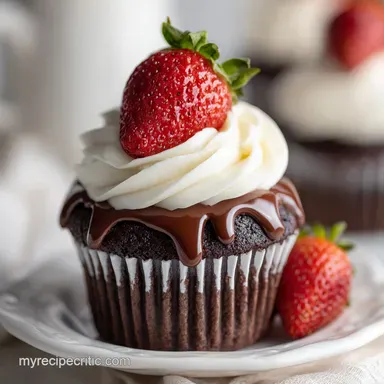 Chocolate Covered Strawberry Cupcake for 20 Min Recipe Card