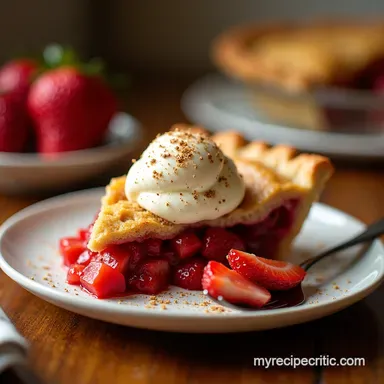 The Best Strawberry Rhubarb Pie Recipe with Flaky Crust Recipe Card