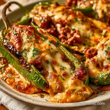 Easy Beef Stuffed Anaheim Peppers Recipe Card