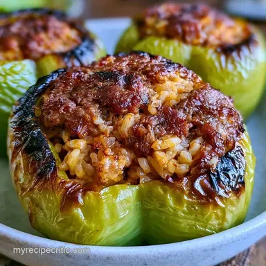 Stuffed Anaheim Peppers with Ground Beef Recipe Card