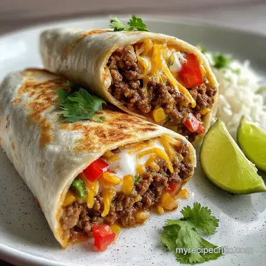 Stuffed Beef Burrito for 4 Servings Recipe Card