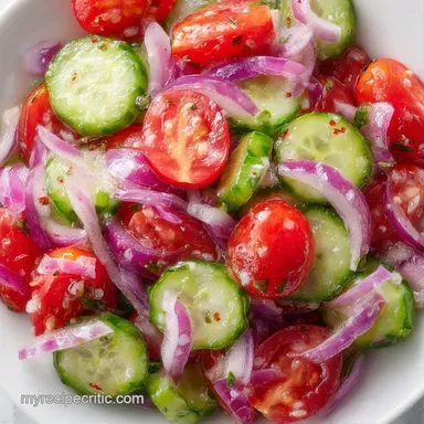 Summer Cucumber Tomato Salad: 4 Servings Recipe Card