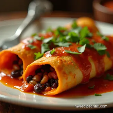 Hearty Sweet Potato Black Bean Enchiladas Recipe Cozy Veggie Dinner Recipe Card