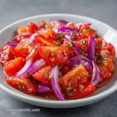 Tangy Tomato Onion Salad in 20 Minutes Recipe Card