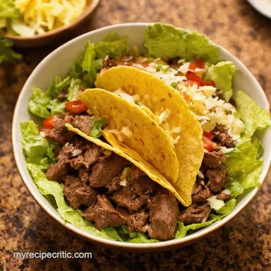 The Ultimate Beef Taco Salad Fiesta in a Bowl Recipe Card