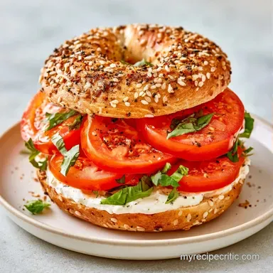Tomato Bagel Sandwich in 15 Minutes Recipe Card