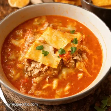 Turkey Lasagna Soup Easy Comfort Food Recipe Recipe Card
