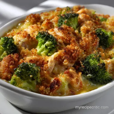 Chicken Broccoli Casserole Ultimate Recipe with Velvety Cheddar Sauce Recipe Card