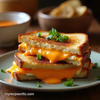 The Best Grilled Cheese and Tomato Soup Recipe with Brown Butter Recipe Card
