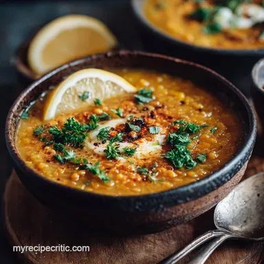 Red Lentil Soup Our Best Creamy Lentil Soup With Lemon and Turmeric Recipe Card