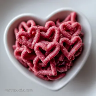 Valentines Food Idea with Heart Shaped Pasta - Pink Vodka Sauce Recipe Card