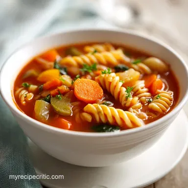 Vegetarian Pasta Soup with Velvety Broth Recipe Card