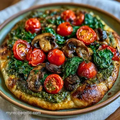 Veggie Pesto Flatbread Pizza: Crispy Recipe Card