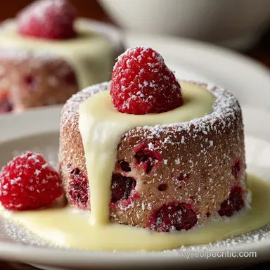 Valentines Day Desserts Elegant White Chocolate Raspberry Lava Cakes Recipe Card