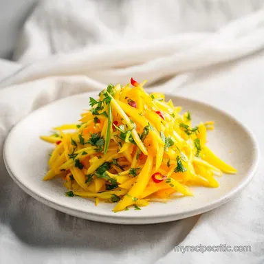 Thai Mango Salad for 4 Servings with Fresh Crunchy Vegetables Recipe Card