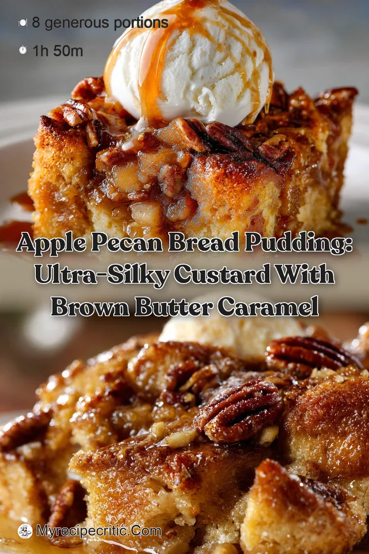 Apple Pecan Bread Pudding: Ultra-Silky Custard with Brown Butter Caramel