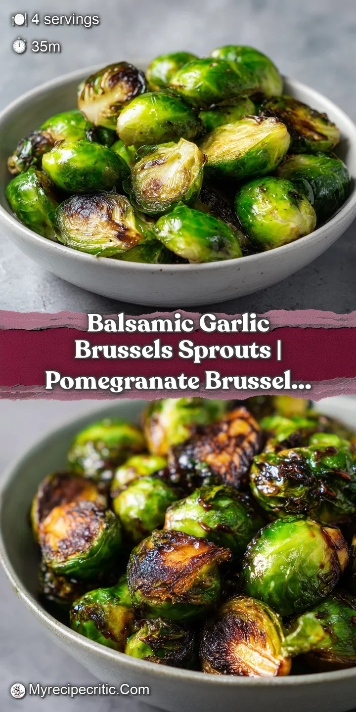 Extreme close-up of crispy roasted sprout leaves glistening with a dark balsamic glaze and golden bits of garlic.