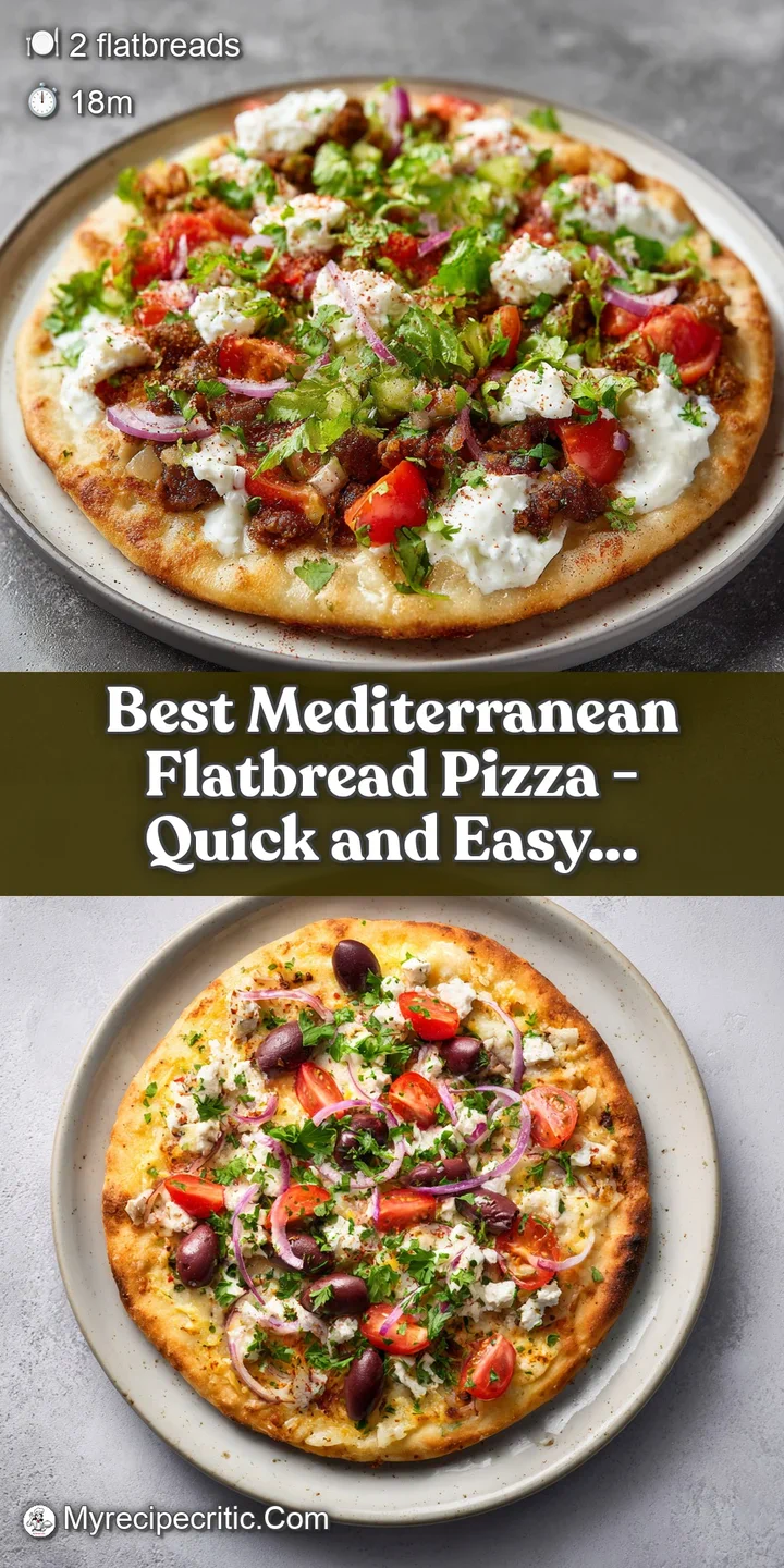 Close-up of bubbly, golden flatbread crust adorned with colorful red peppers and herbs.
